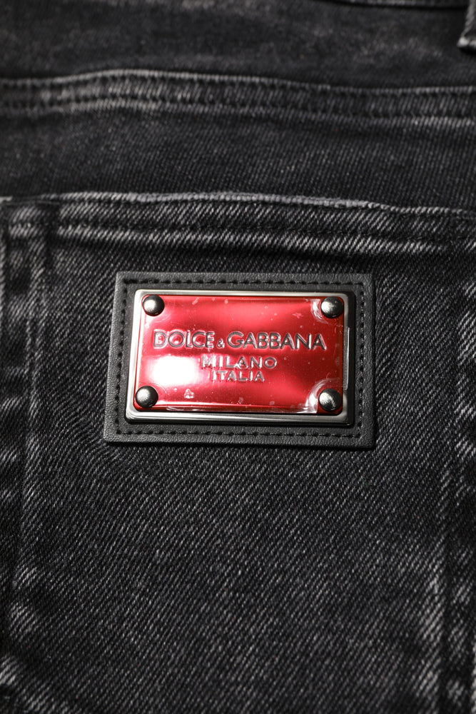 Dolce & Gabbana Black Cotton Skinny Men Denim Jeans