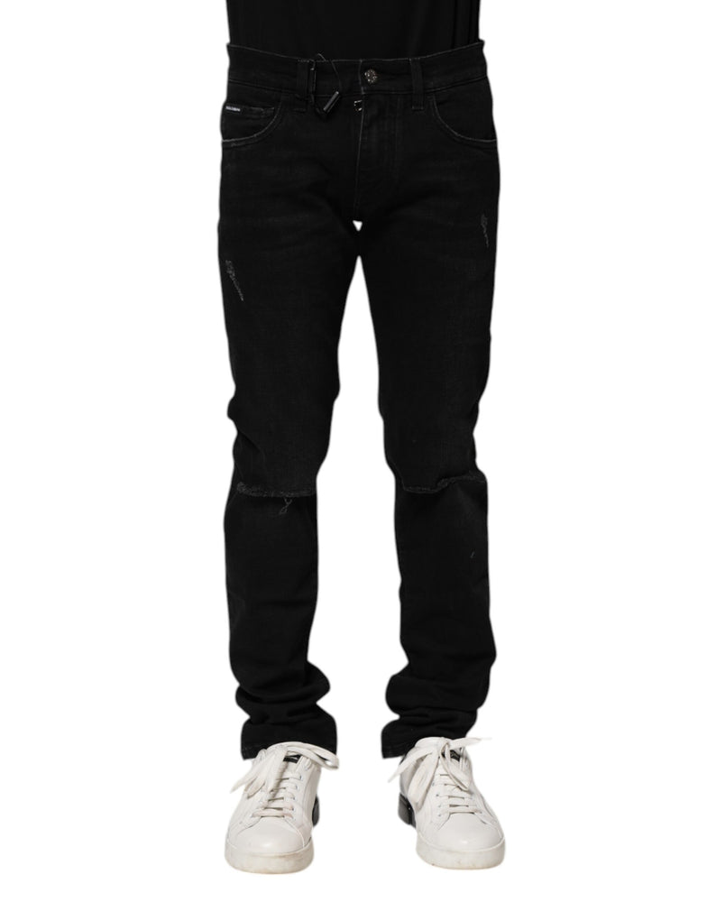 Dolce & Gabbana Black Cotton Skinny Men Denim Jeans