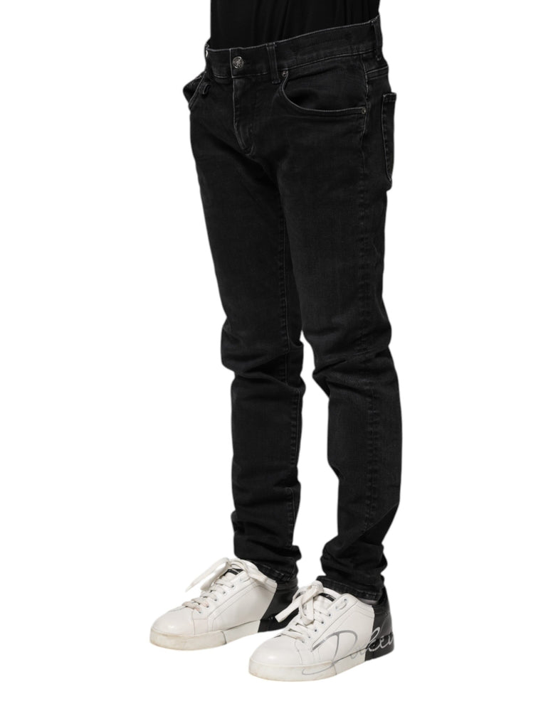 Dolce & Gabbana Black Cotton Skinny Men Denim Jeans