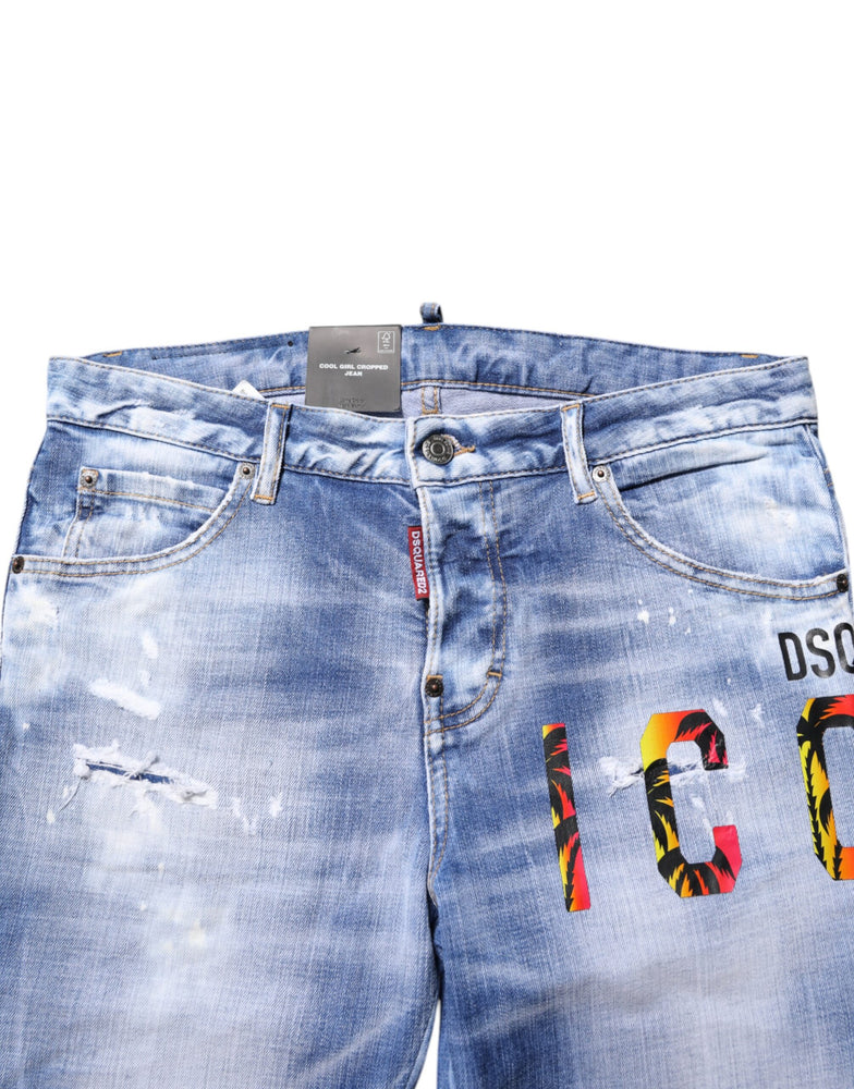Dsquared² Blue Washed Cotton Mid Waist Skinny Denim Jeans