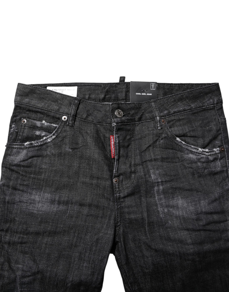 Dsquared² Black Washed Cotton Mid Waist Skinny Jeans
