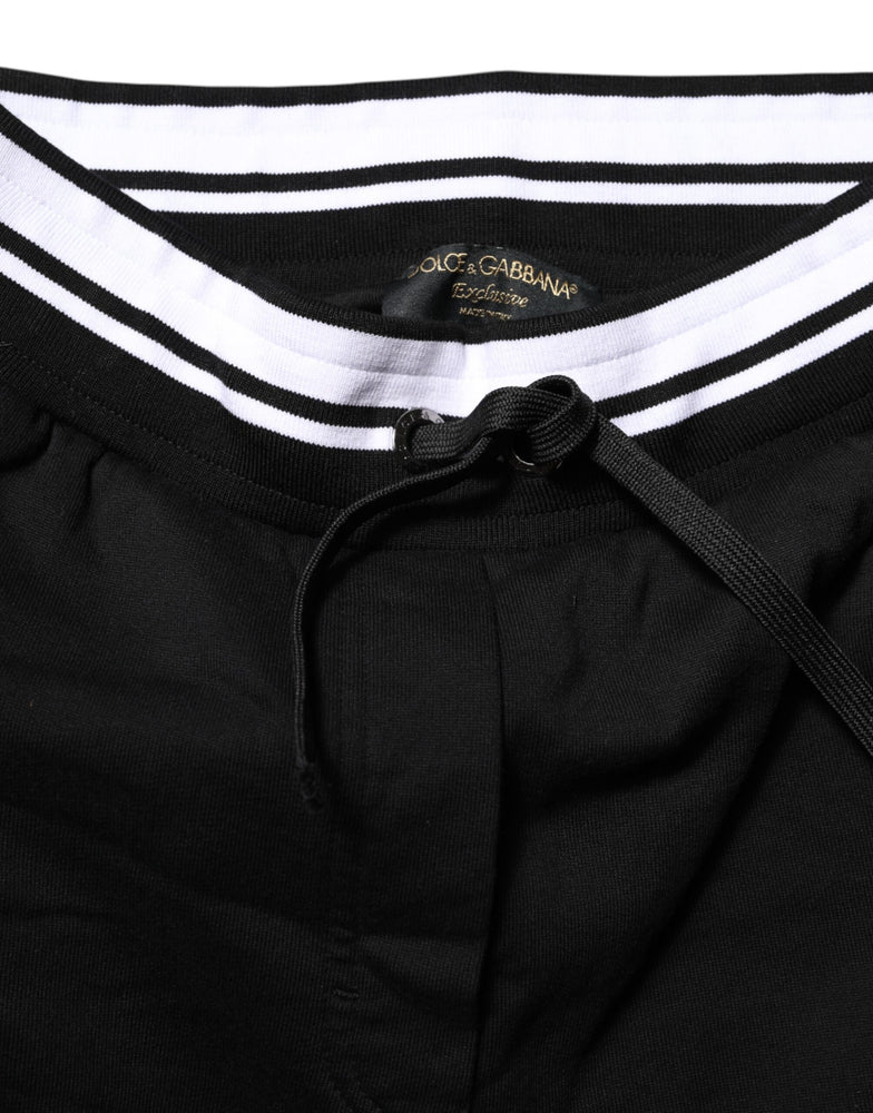Dolce & Gabbana Black Cotton Mid Waist Jogger Pants