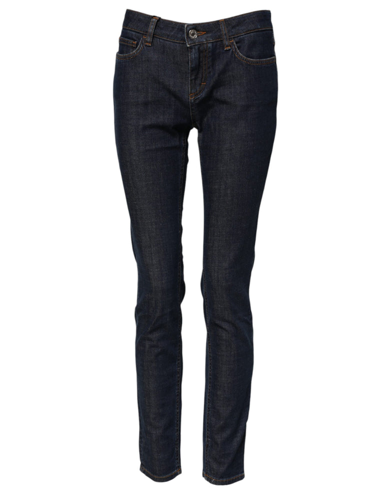 Dolce & Gabbana Blue Skinny Cotton Mid Waisted Denim Jeans