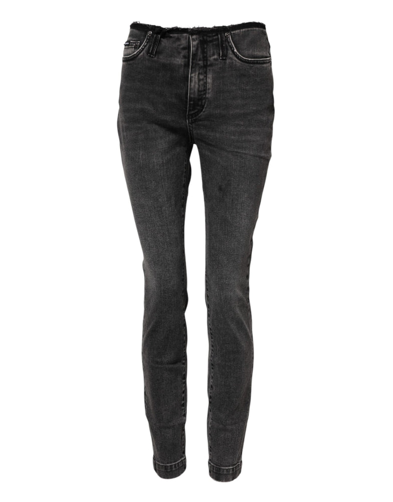 Dolce & Gabbana Gray Skinny Cotton Mid Waisted Denim Jeans