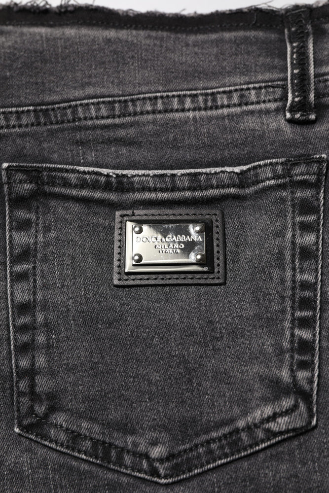 Dolce & Gabbana Gray Skinny Cotton Mid Waisted Denim Jeans