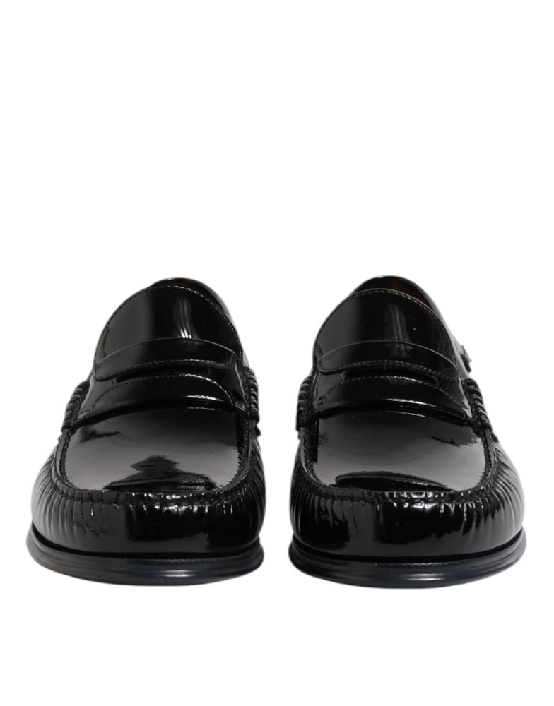 Dolce & Gabbana Black Leather Slip On Loafers Dress Shoes