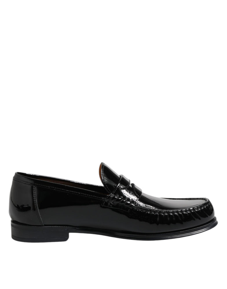 Dolce & Gabbana Black Leather Slip On Loafers Dress Shoes