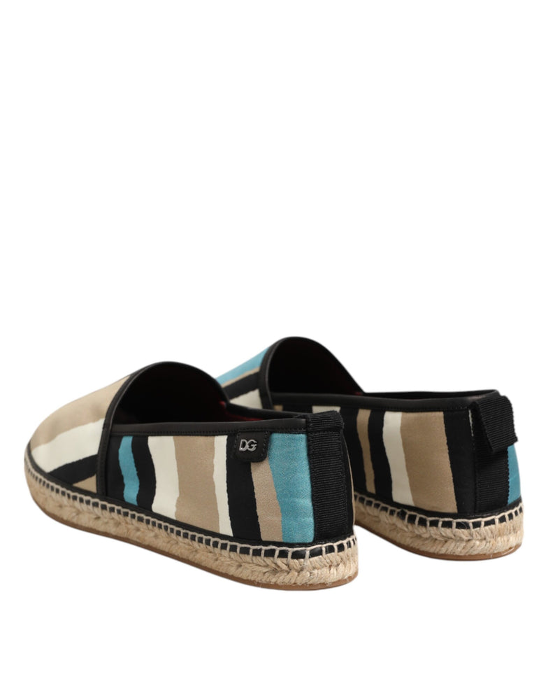 Dolce & Gabbana Multicolor Stripes Canvas Flat Espadrille Shoes