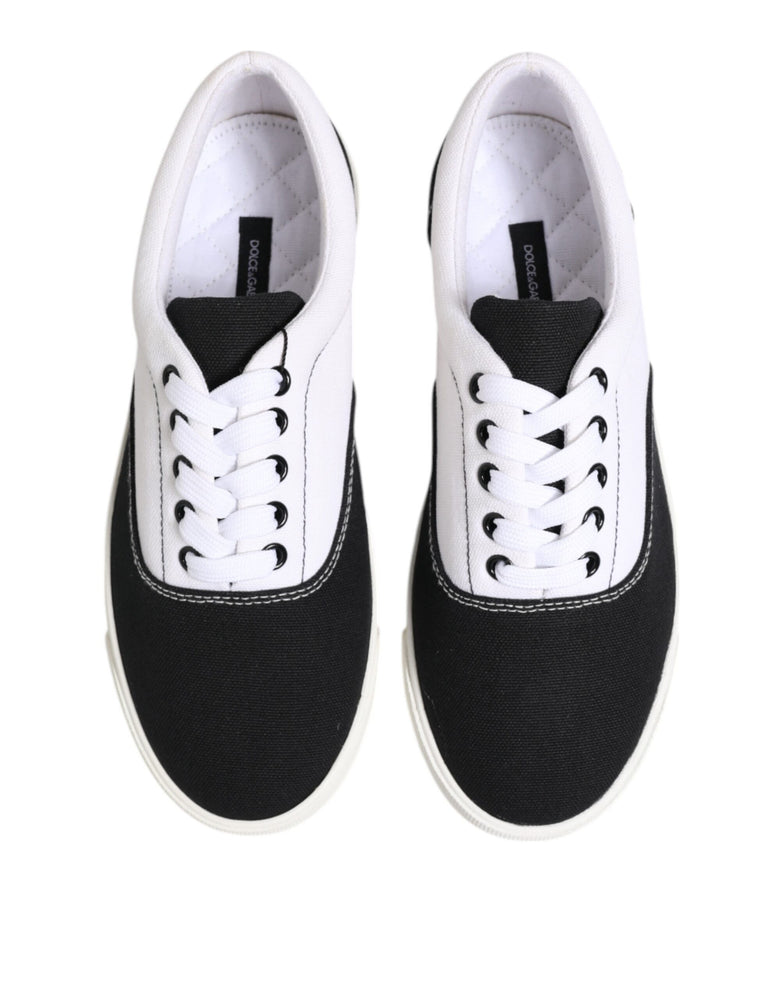 Dolce & Gabbana Black Cotton Canvas Lace Up Men Sneakers Shoes