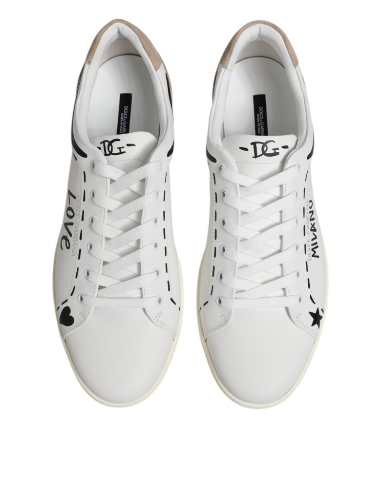 Dolce & Gabbana White Leather MILANO Low Top Sneakers Shoes