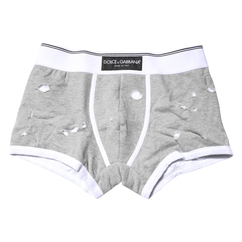 Dolce & Gabbana Gray Cotton Stretch Regular Boxer Underwear