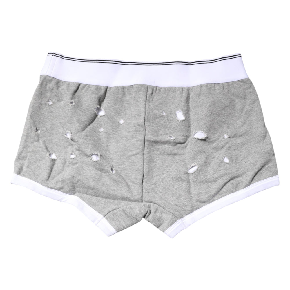 Dolce & Gabbana Gray Cotton Stretch Regular Boxer Underwear