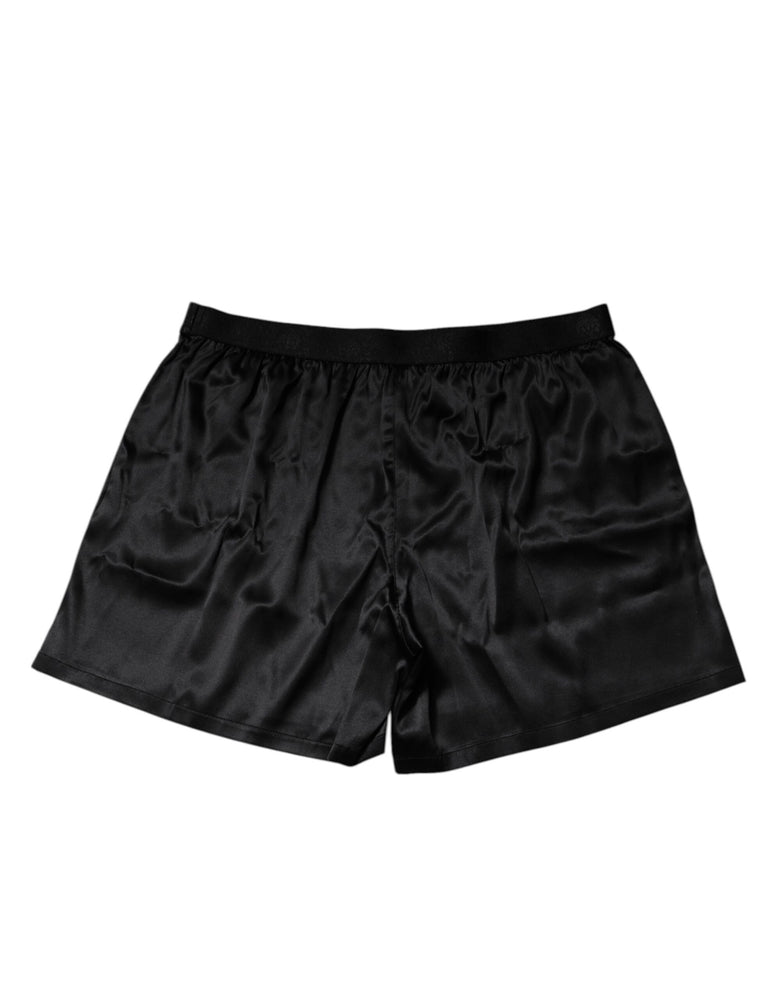 Dolce & Gabbana Black Silk Regular Men Boxer Shorts Underwear