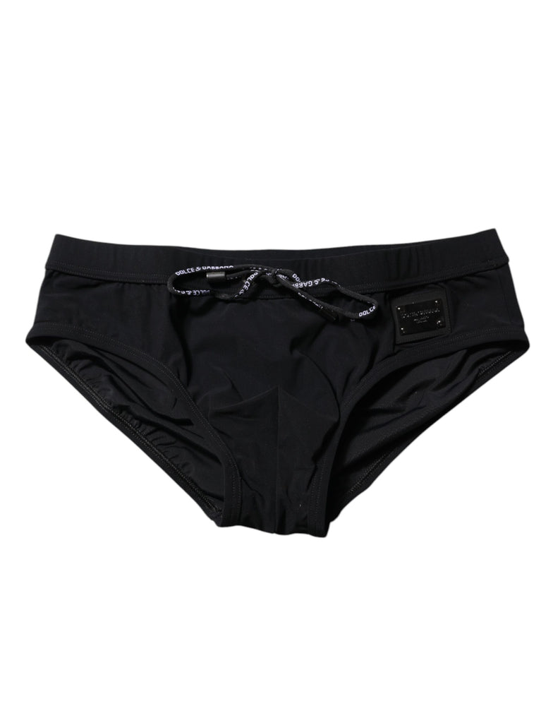 Dolce & Gabbana Black Logo Plaque Men Beachwear Brief Swimwear