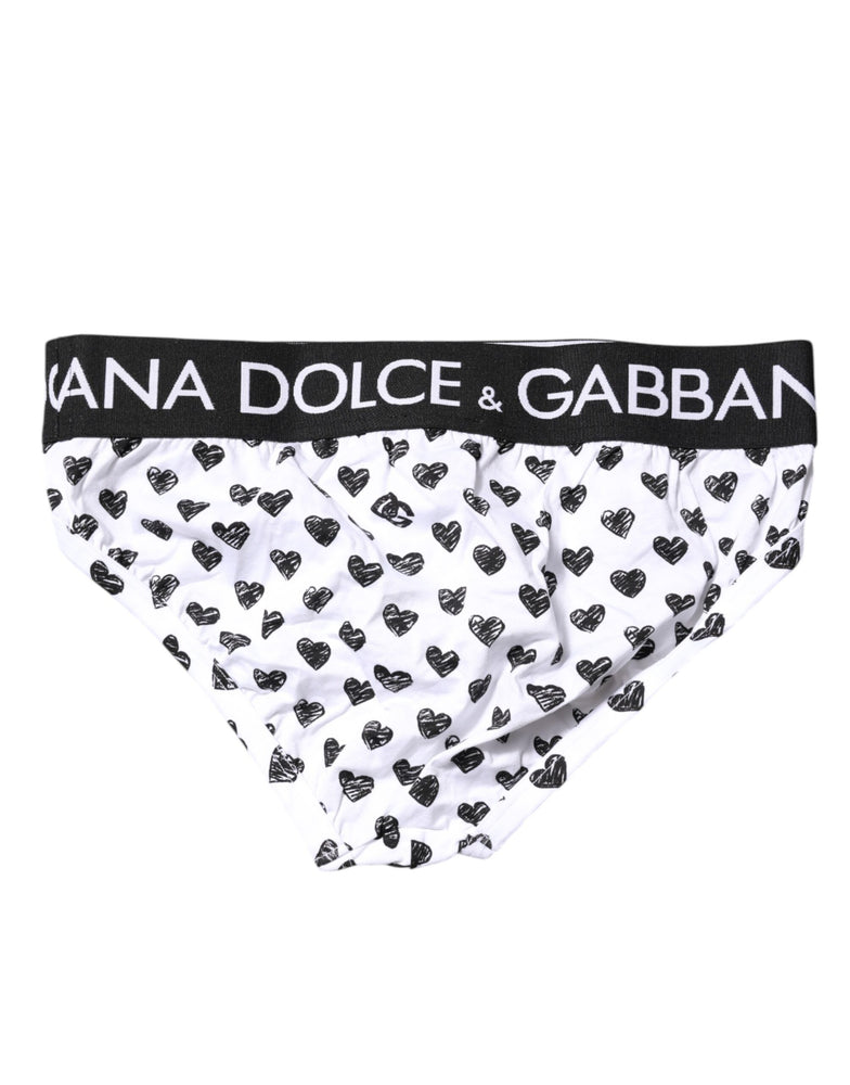 Dolce & Gabbana White Heart Printed Regular Brief Underwear