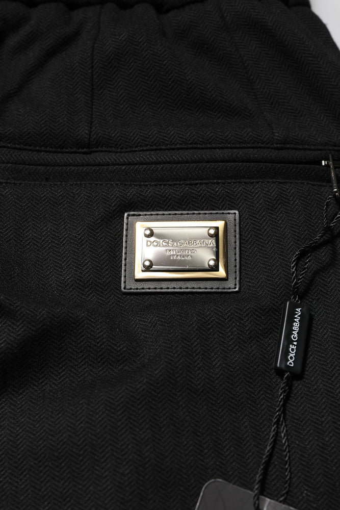 Dolce & Gabbana Black Viscose Drawstring Men Jogger Pants