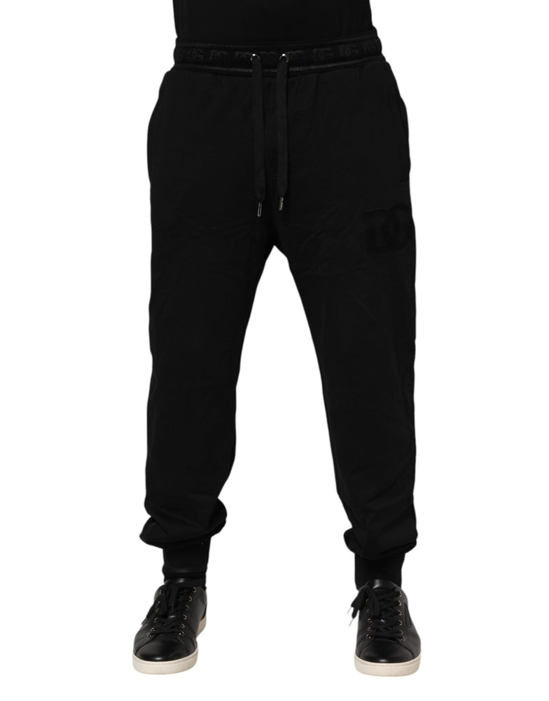 Dolce & Gabbana Black Cotton Drawstring Jogger Pants