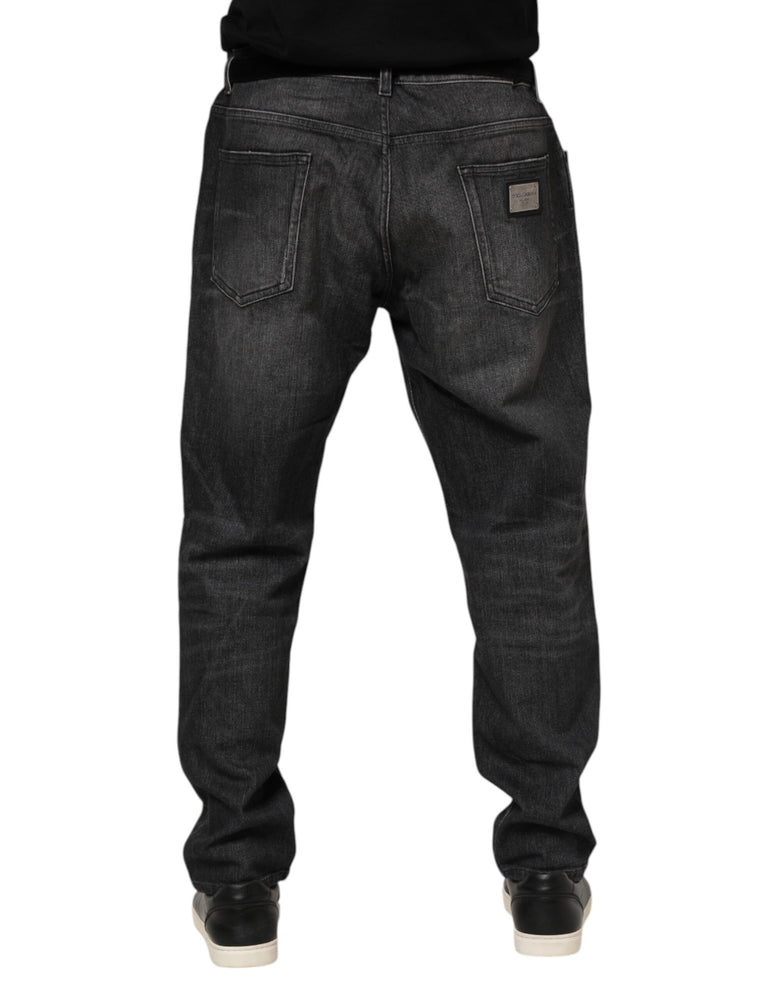 Dolce & Gabbana Gray Washed Cotton Loose Denim Jeans
