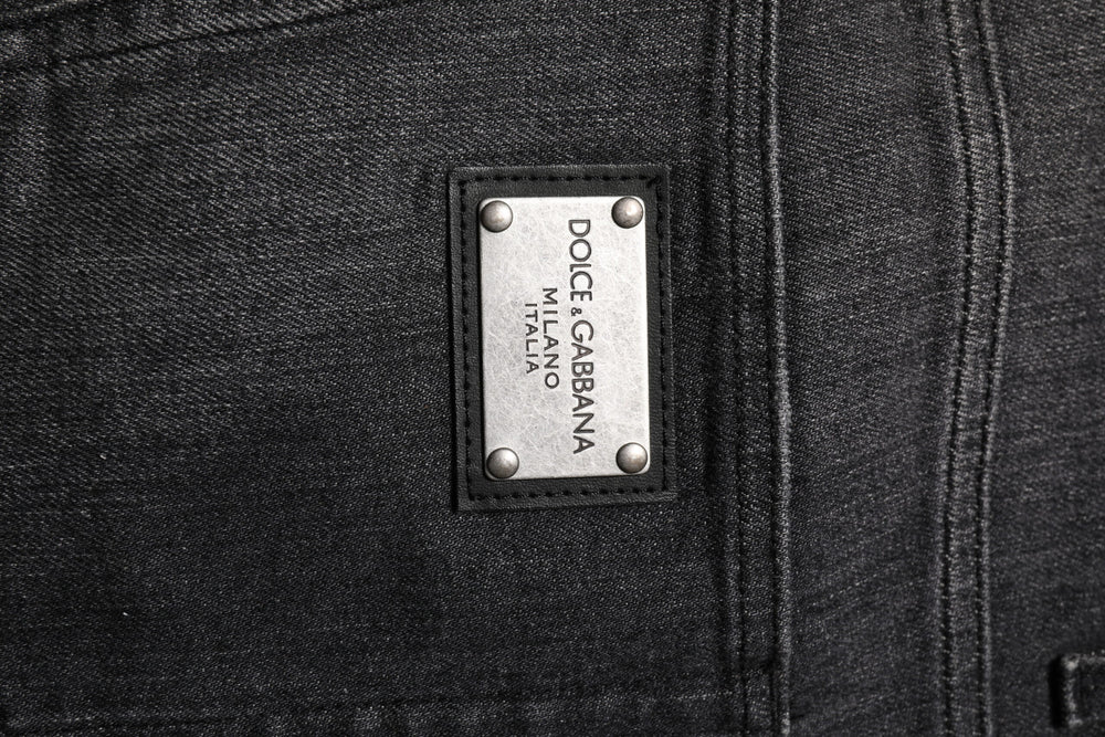 Dolce & Gabbana Gray Washed Cotton Loose Denim Jeans