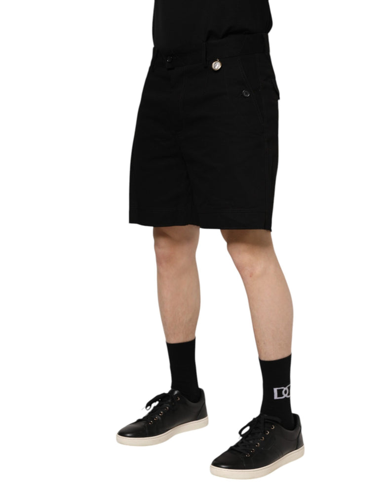 Dolce & Gabbana Black Cotton Knee Length Men Bermuda Shorts
