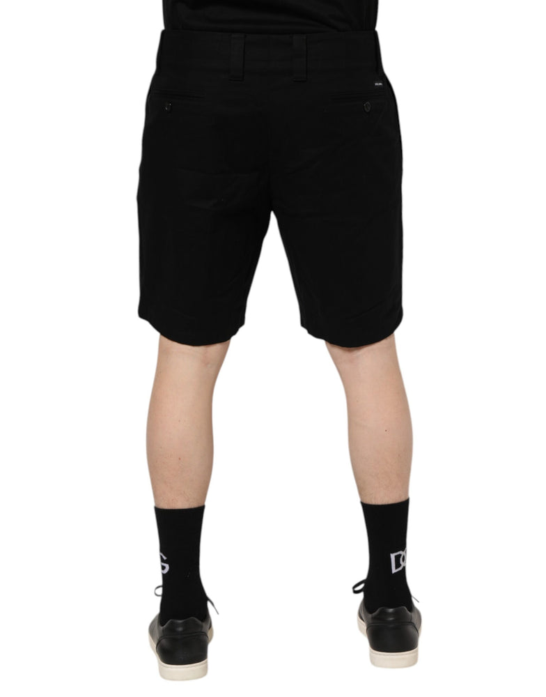 Dolce & Gabbana Black Cotton Knee Length Men Bermuda Shorts