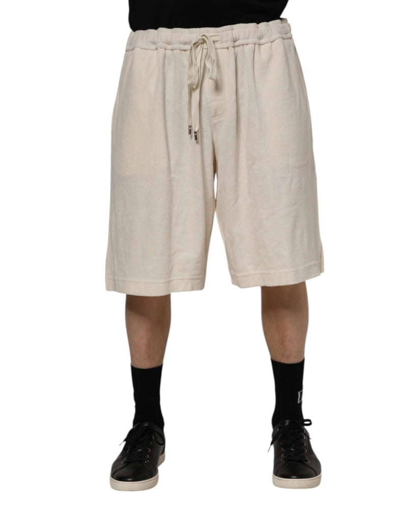 Dolce & Gabbana Ivory Cotton Men Bermuda Sweatshorts Shorts