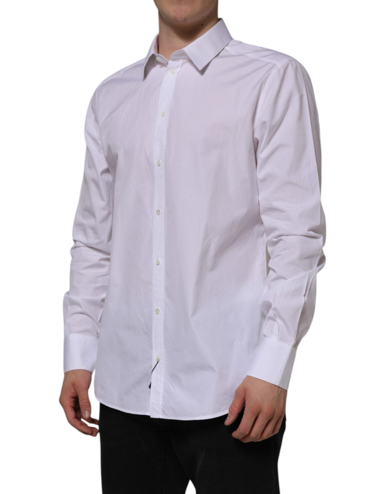 Dolce & Gabbana White Cotton GOLD Long Sleeves Formal Shirt