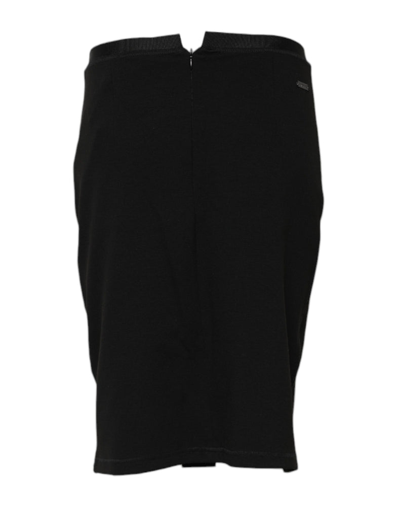 GF Ferre Black Polyester Pencil Cut Knee Length Skirt