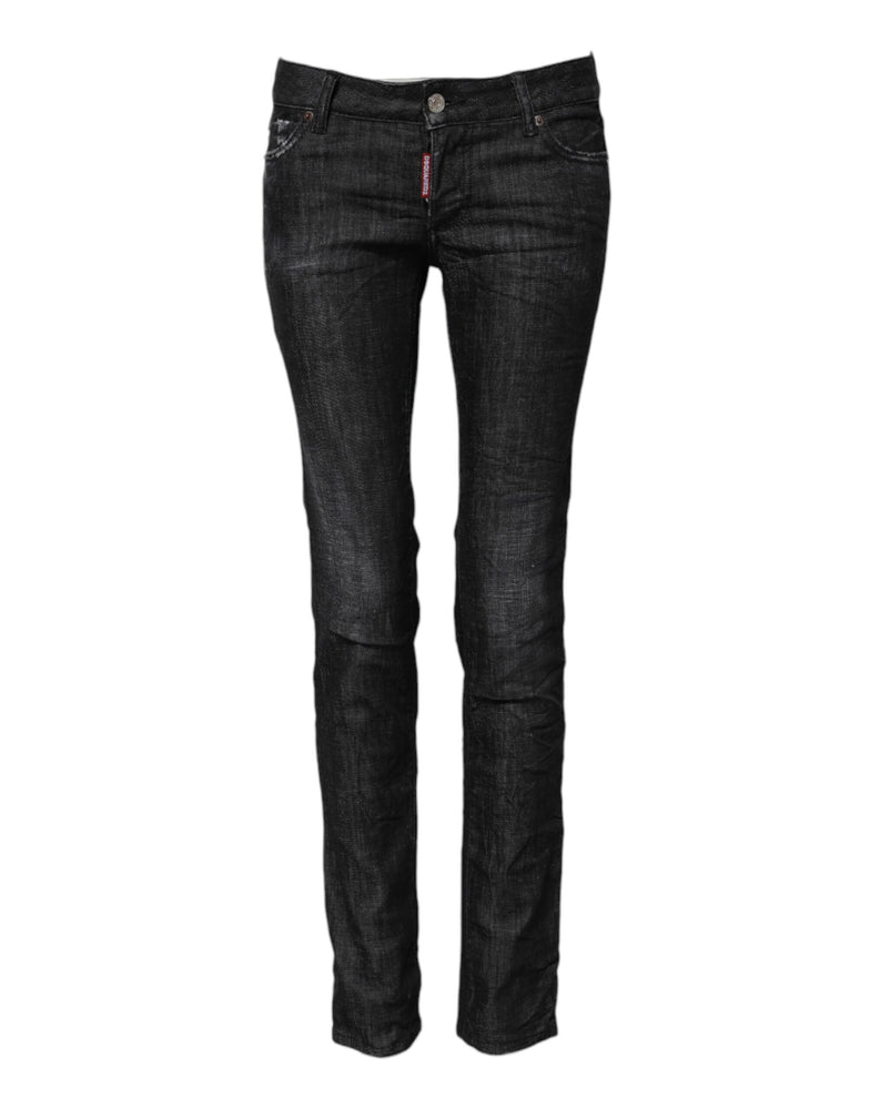 Dsquared² Black Cotton Low Waist Skinny Denim Jeans