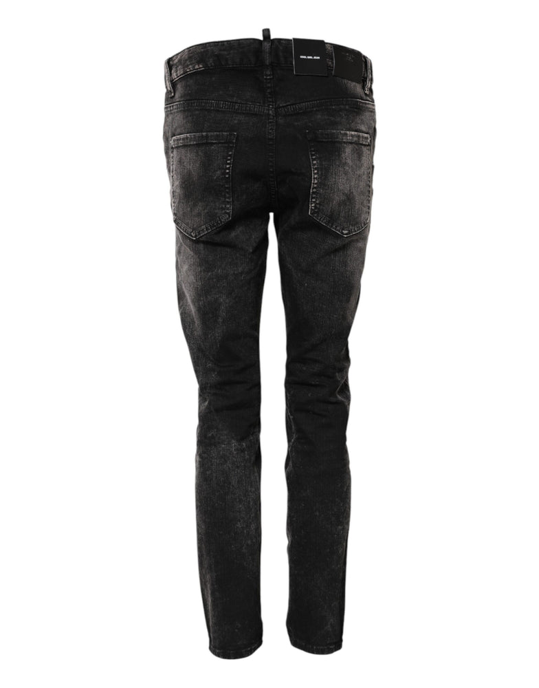 Dsquared² Black Washed Mid Waist Tapered Denim Jeans