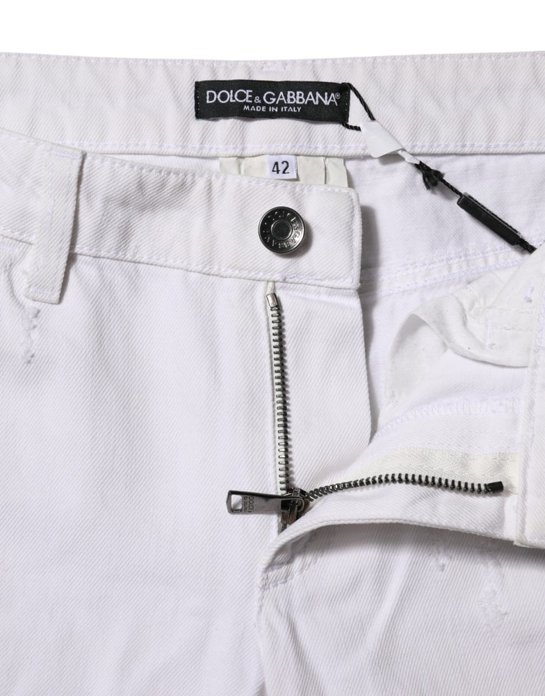 Dolce & Gabbana White Cotton Mid Waisted Women Denim Jeans