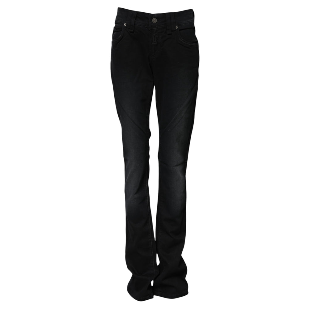 John Galliano Black Cotton Mid Waist Tapered Denim Jeans