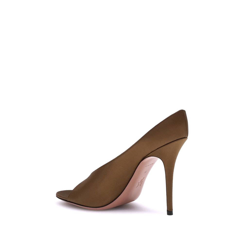 Amina Muaddi Brown Calf Leather Bos Taurus High Heel Pumps