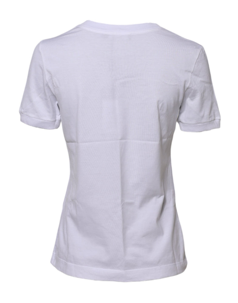 Dolce & Gabbana White Cotton Round Neck Short Sleeves T-shirt