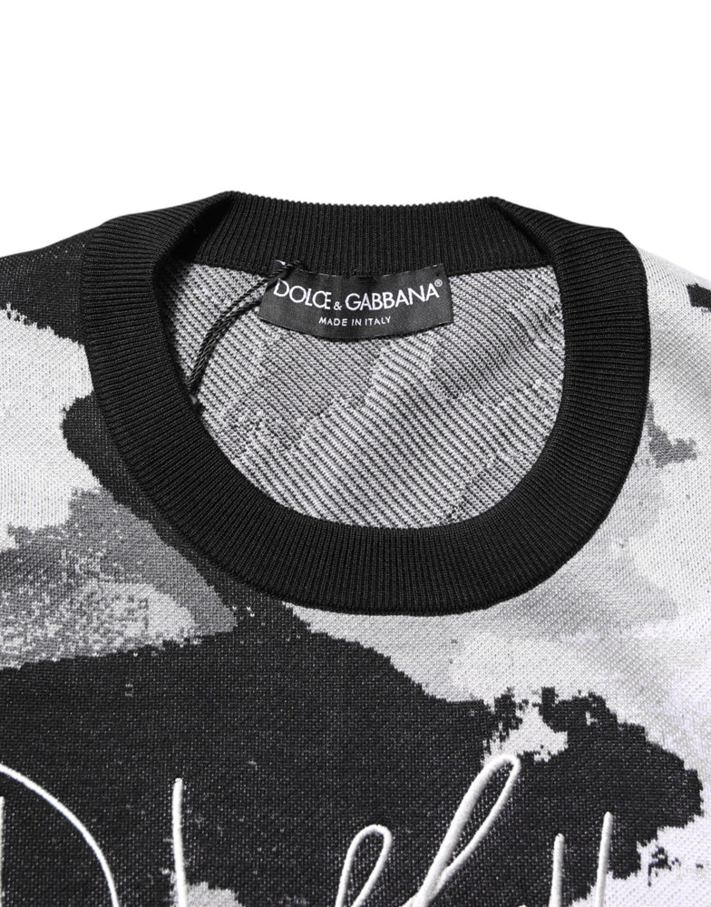Dolce & Gabbana Multicolor Silk Camouflage Pullover Sweater