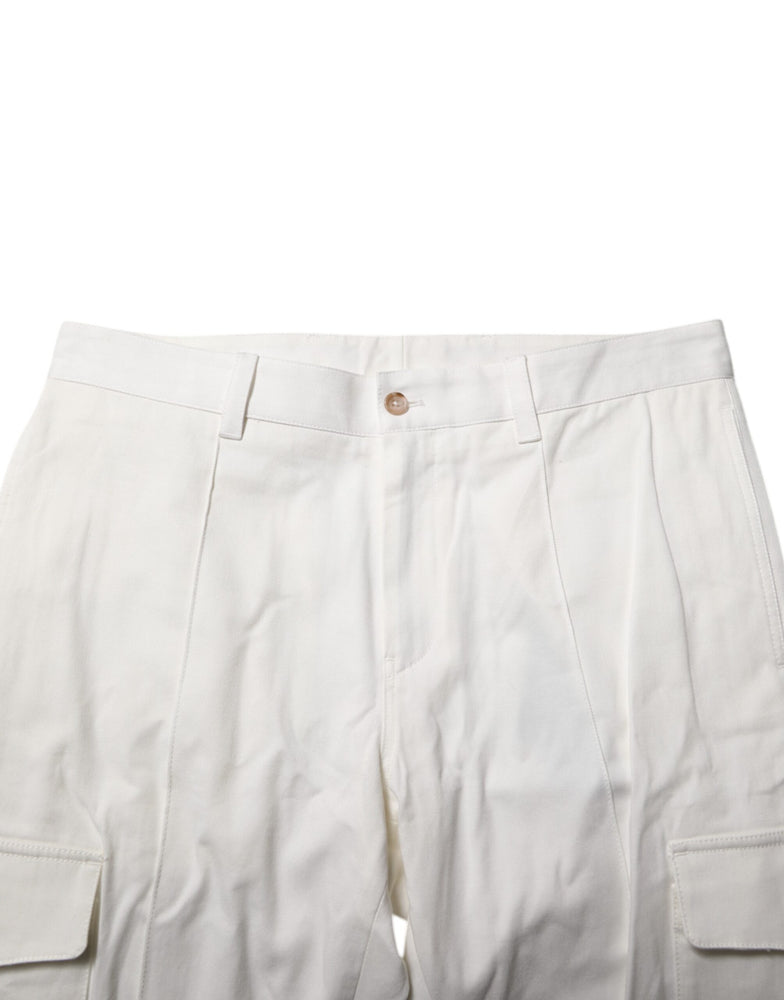 Dolce & Gabbana White Cotton Jogger Cargo Skinny Men Pants