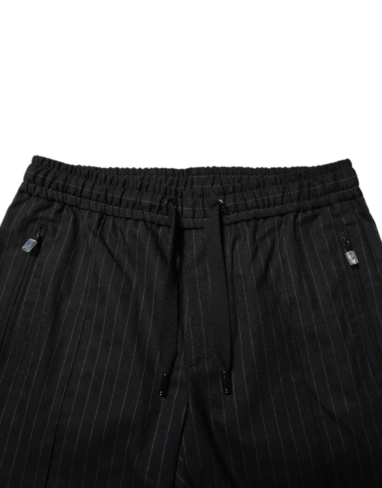 Dolce & Gabbana Black Striped Wool Men Jogger Pants