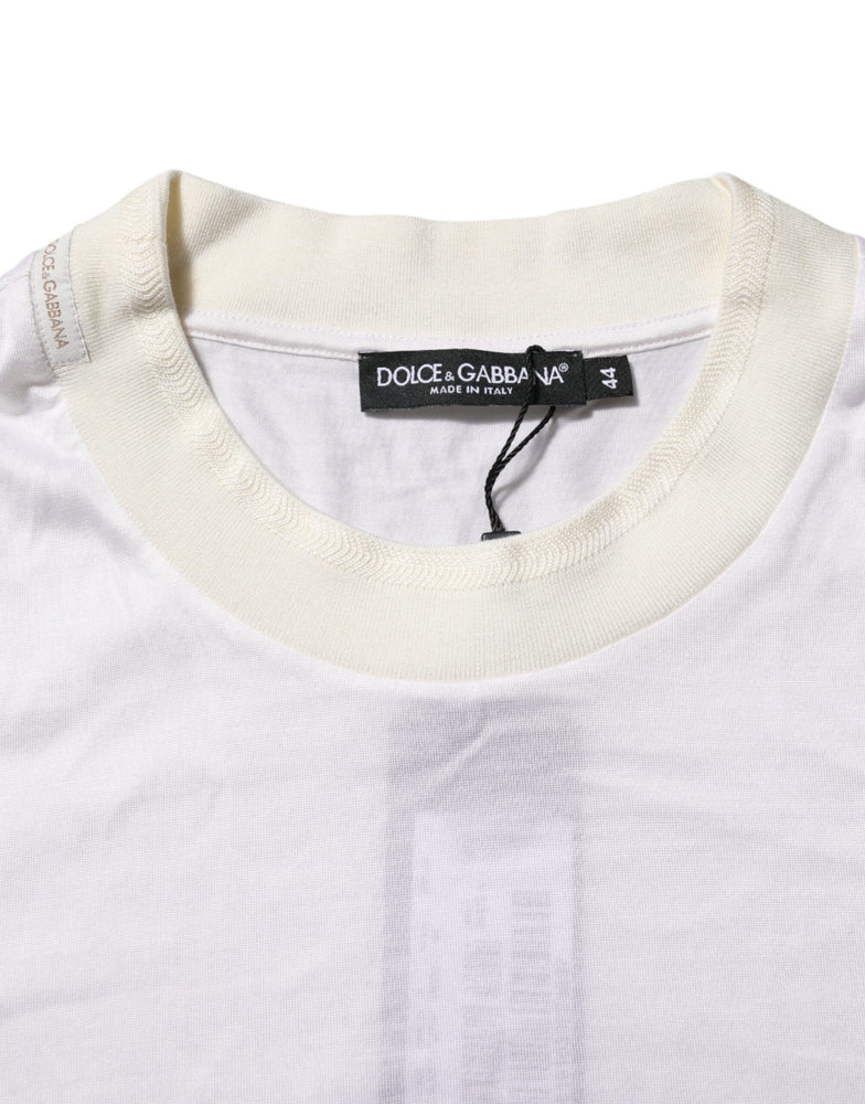 Dolce & Gabbana White Silk Crew Neck Long Sleeves T-shirt