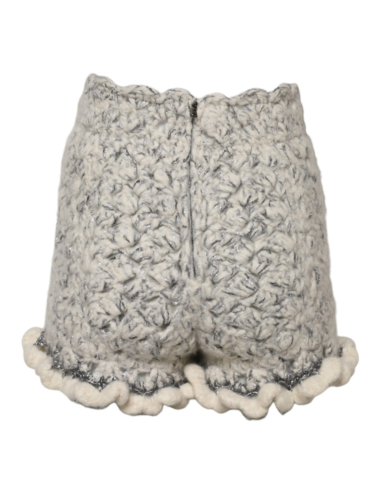 Dolce & Gabbana Metallic Bouclé Knit Cashmere Ruffled Shorts
