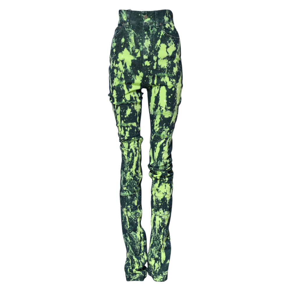 Dolce & Gabbana Green Color Splash High Waist Denim Jeans