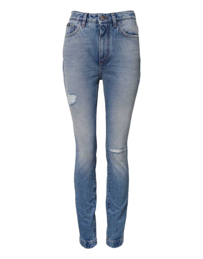 Dolce & Gabbana Blue Washed Skinny High Waist Denim Jeans