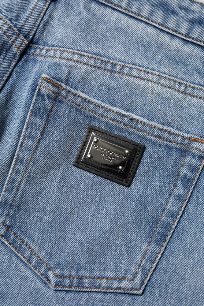 Dolce & Gabbana Blue Washed Skinny High Waist Denim Jeans