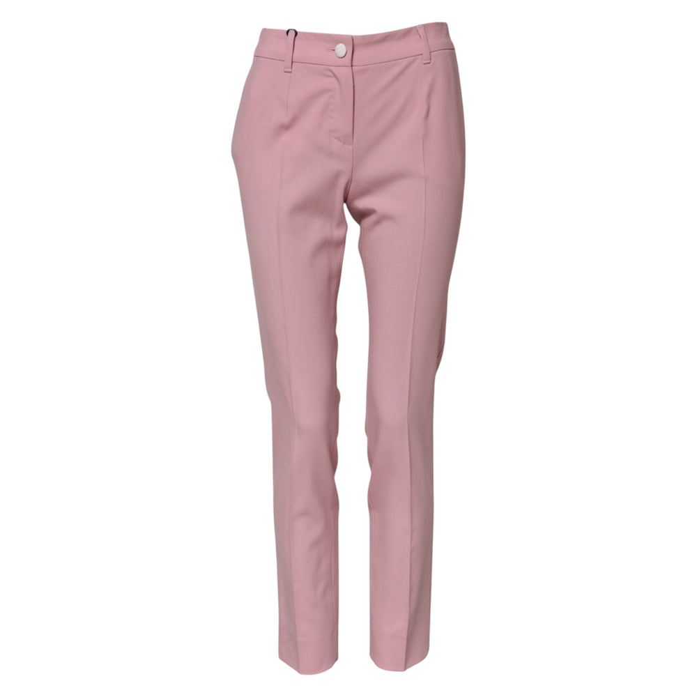 Dolce & Gabbana Pink Wool High Waist Tapered Pants