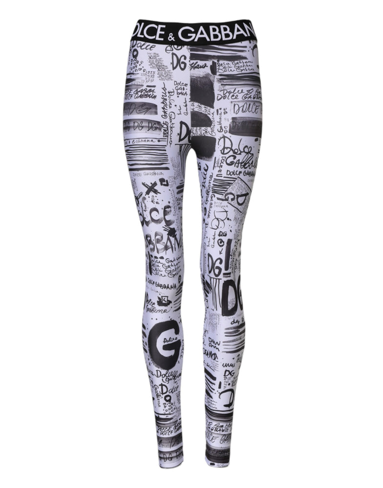 Dolce & Gabbana White Graphic HighWaist Skinny Leggings Pants