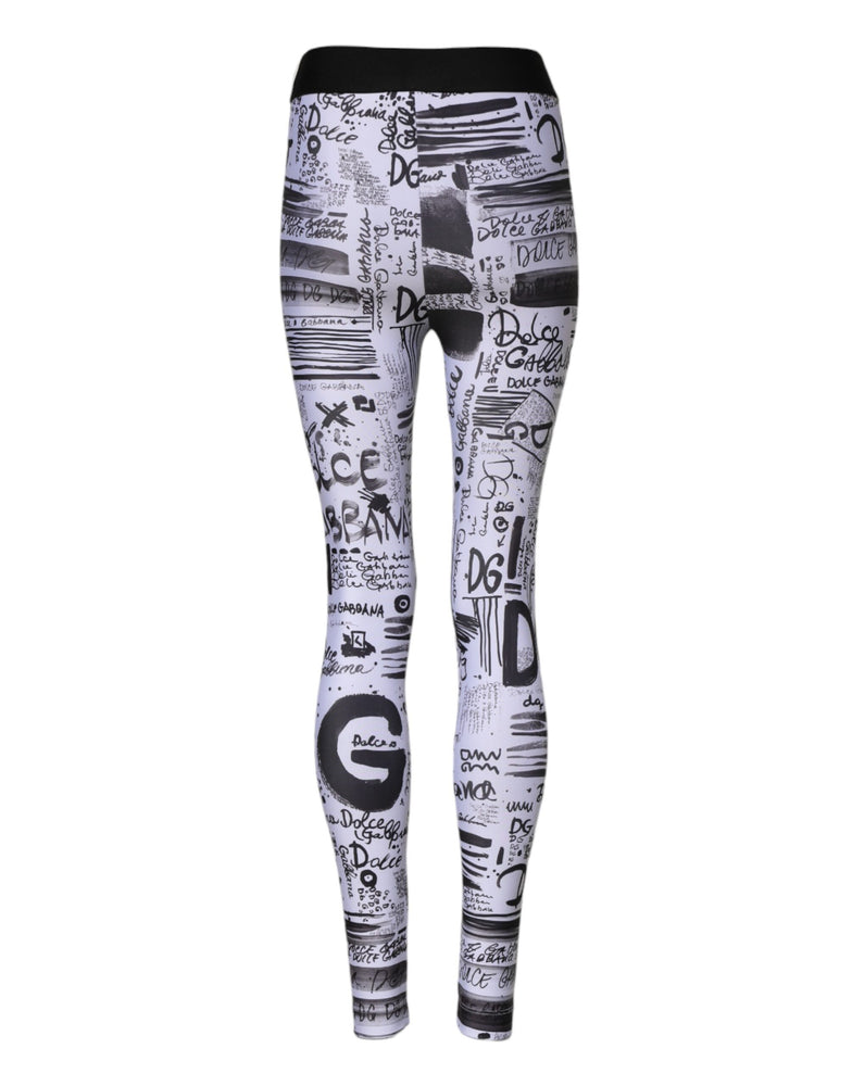 Dolce & Gabbana White Graphic HighWaist Skinny Leggings Pants