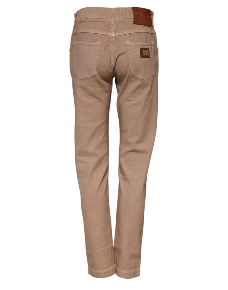Dolce & Gabbana Brown Cotton Boyfriend Denim Trousers Jeans