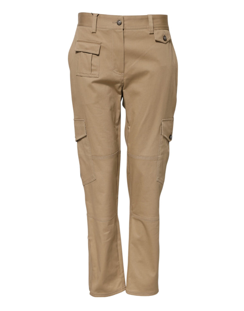Dolce & Gabbana Beige Mid Waist Cargo Tapered Pants