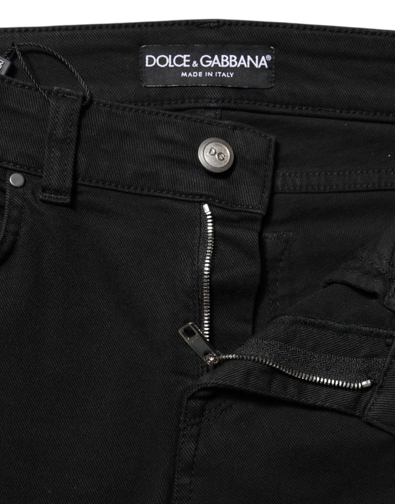 Dolce & Gabbana Black Cotton Skinny Mid Waist Denim Jeans