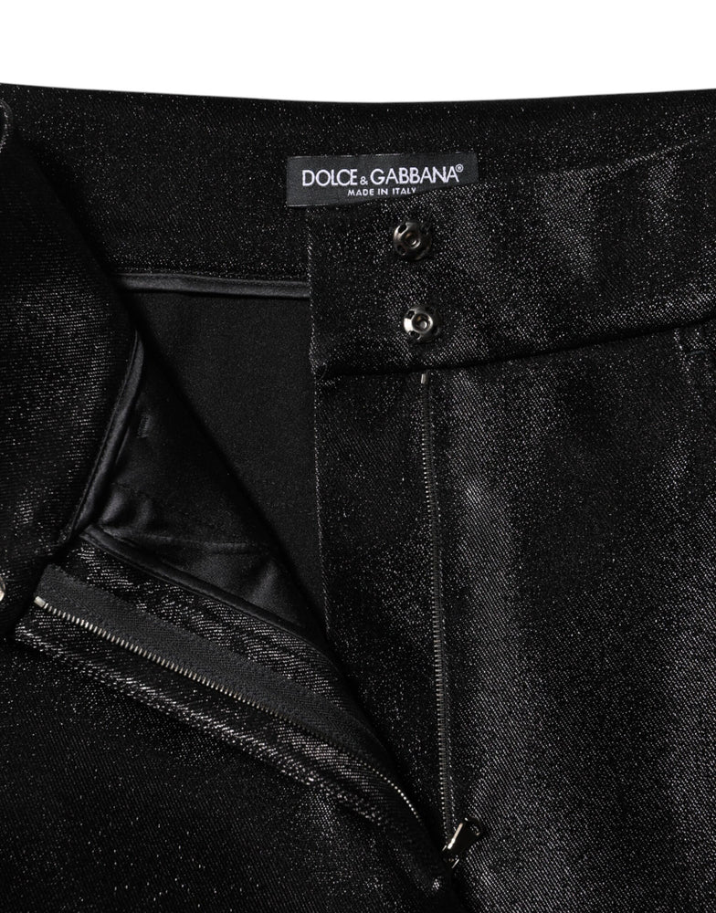 Dolce & Gabbana Black Cotton Stretch Lurex Thread Skinny Pants