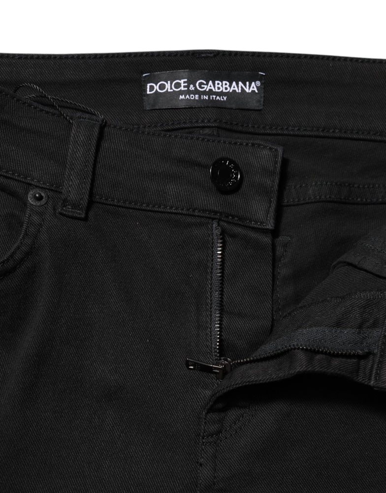 Dolce & Gabbana Black Cotton Skinny Mid Waist Denim Jeans